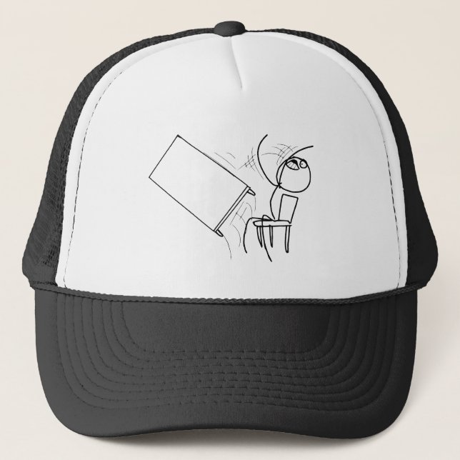 Table Flip Flipping Rage Face Meme Trucker Hat (Front)