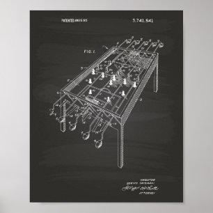 Table Football Game 1973 Patent Art Chalkboard Poster