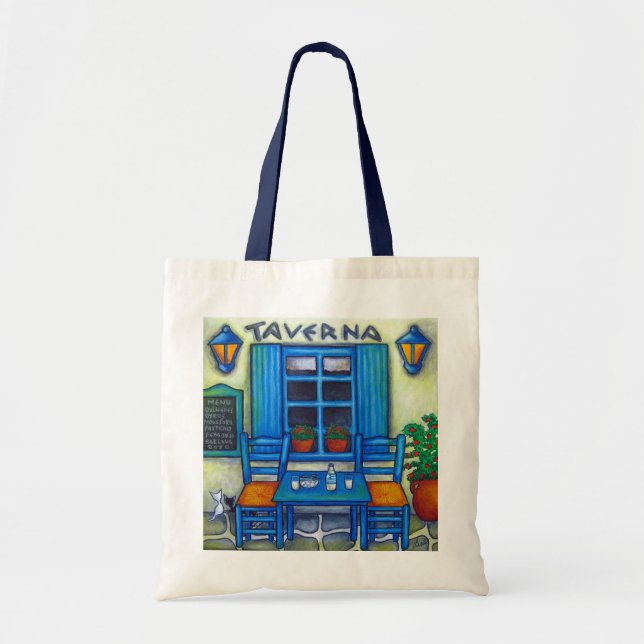 Table for Two Greece Painting Tote Bag (Front)