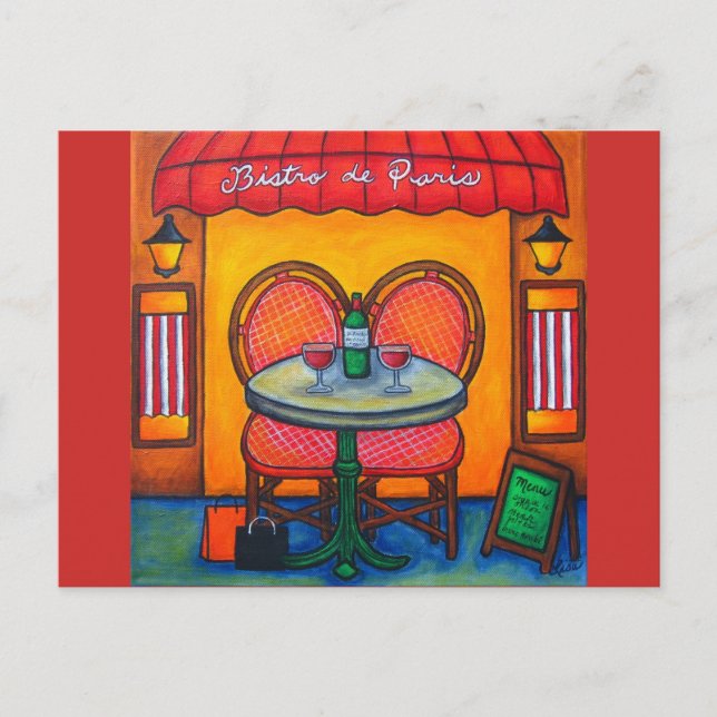 Table for Two, Paris Bistro By Lisa Lorenz Postcard (Front)