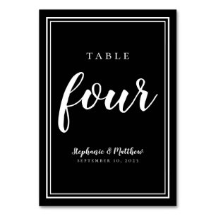 Table Four Black White Simple Modern Wedding Guest Number