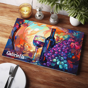Table Grapes And Wine Personalized Cutting Board