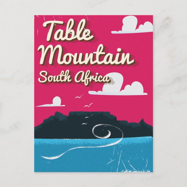 Table Mountain South Africa Vintage travel poster Postcard (Front)