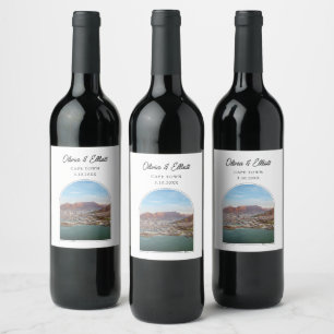 Table Mountain Wedding Favour Personalised Wine Label