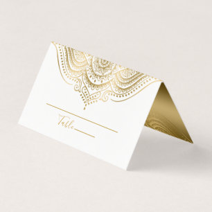 Table No. Place Card Ornate Gold Mandala