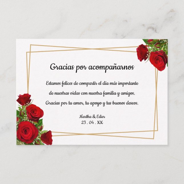 Table Notes Crimson Rose Spanish Reception (Front)