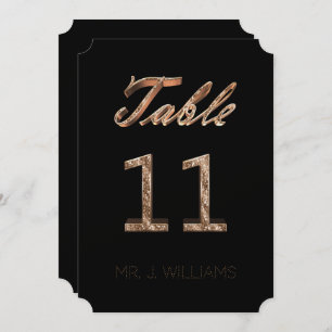 Table Number 11 Black Gold Elegant Escort Card