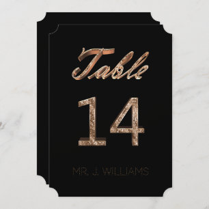 Table Number 14 Black Gold Elegant Escort Card