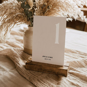 Table Number 1 Bold Beige Wedding Table Number