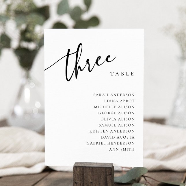 Table Number 3 Three Seating Chart Card (Creator Uploaded)