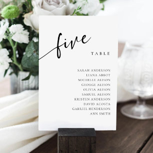 Table Number 5 Five Seating Chart Card