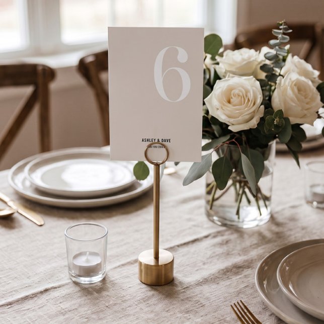 Table Number 6 Bold Beige Wedding Table Number (Creator Uploaded)