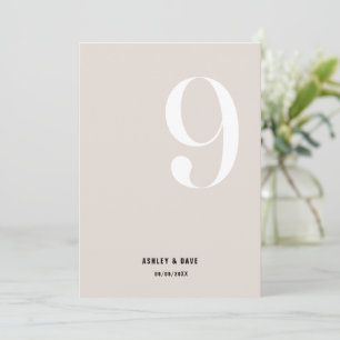 Table Number 9 Bold Beige Wedding Table Number