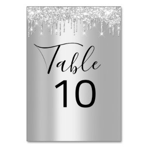 Table Number Black Grey Silver Drips Spark Grey