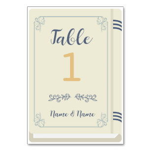 Table Number Book Wedding Library Author Cream