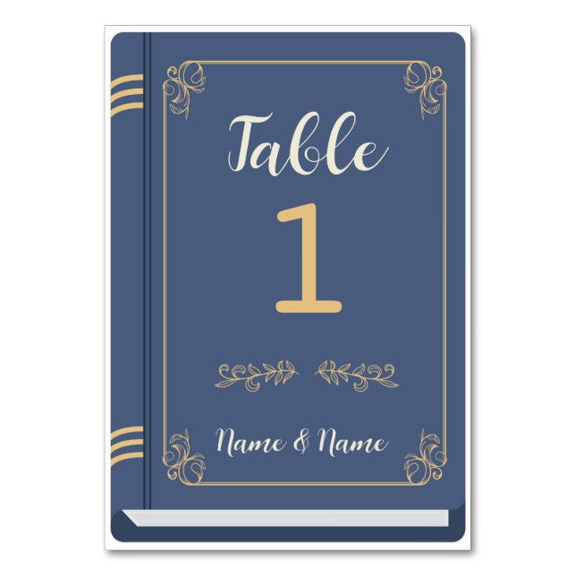 Table Number Book Wedding Library Author Navy (Front)