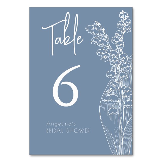 Table Number bridal shower  Minimalist modern. (Front)