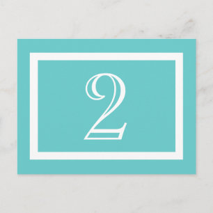 Table Number Card - Aqua - Customisable