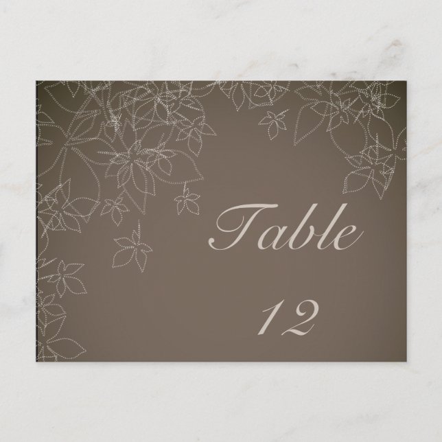 Table Number Card Autumn Floral Fall Grey (Front)