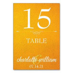 Table Number Card elegant Yellow Textured
