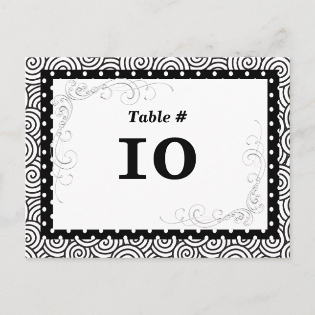 Table Number Card  for Special  Events (Front)