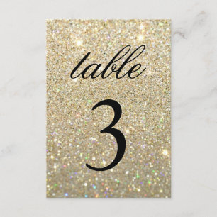 Table Number Card - Gold Glit Fab