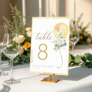 Table Number Card - It's A Boy Baby Shower Gold 