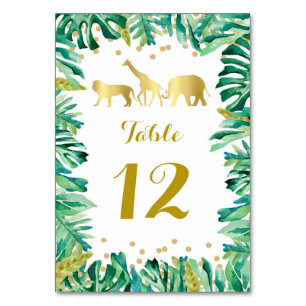 Table number card jungle animals botanical