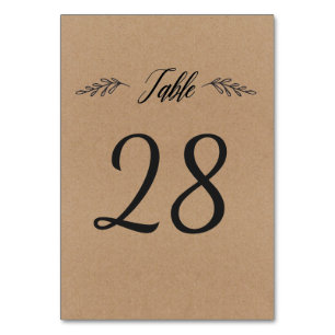 Table Number Card   Rustic Laurel Calligraphy
