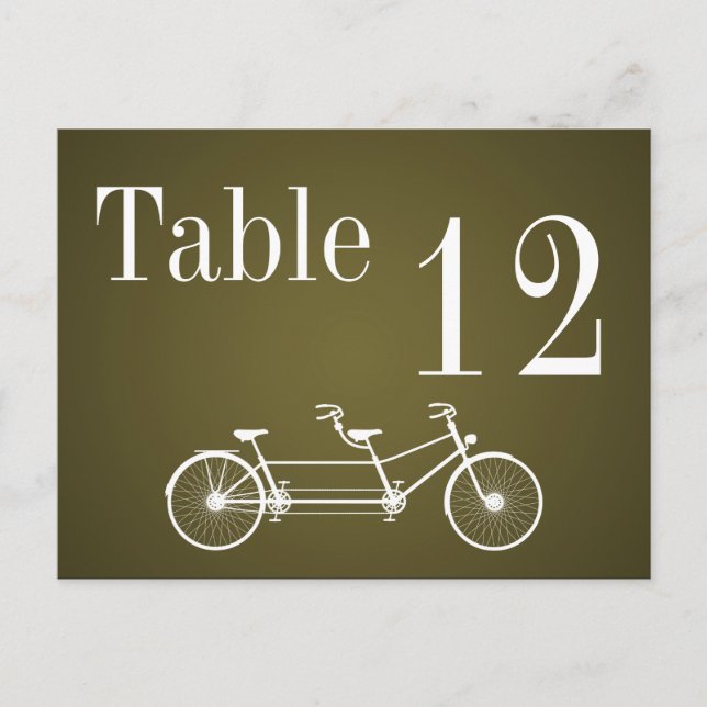 Table Number Card Whimsical Brown Fall Double Bike (Front)