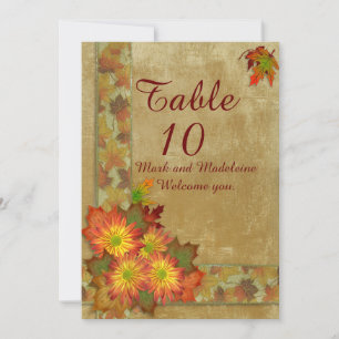 Table number cards Autumn Wedding