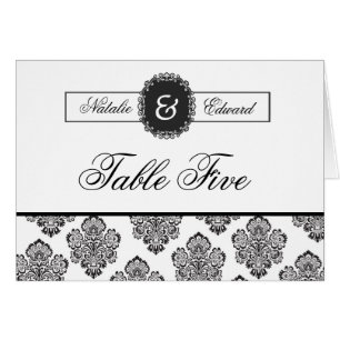 Table Number Cards Black & White Damask