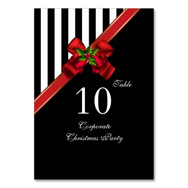 Table Number Cards Corporate Christmas Xmas Party (Front)
