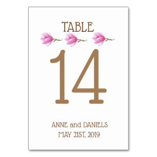 Table Number Cards, Floral Motiv