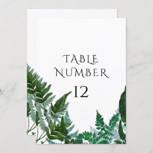 Table Number Cards Forest Gathered Fern Foliage