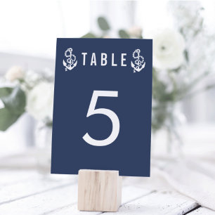 Table Number Cards Nautical Rope & Anchor