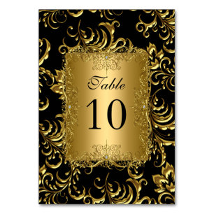 Table Number Cards Royal Black Gold