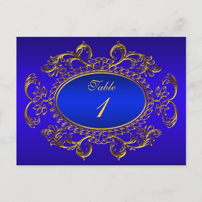 Table Number Cards Royal Blue Gold (Front)