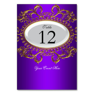 Table Number Cards Royal Purple White Gold