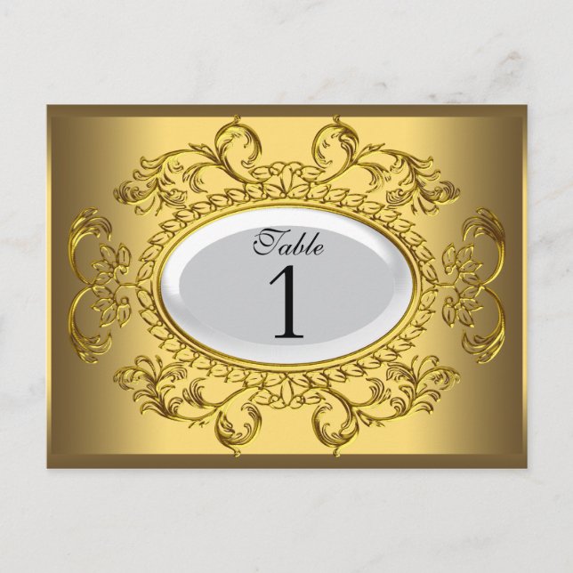 Table Number Cards Royal White Gold (Front)