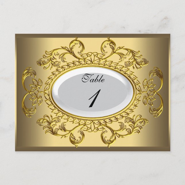 Table Number Cards Royal White Gold (Front)