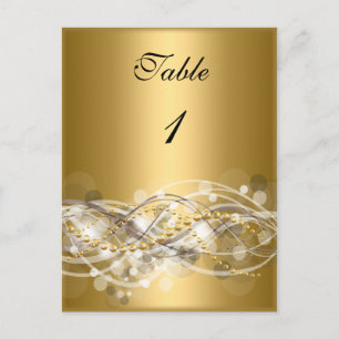 Table Number Cards White Gold