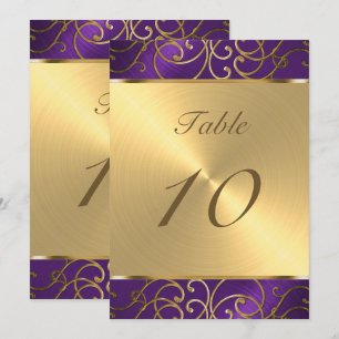 Table Number Elegant Purple and Gold Filigree