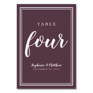 Table Number Four Modern Purple Simple Wedding