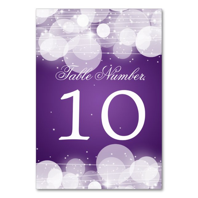 Table Number Glow & Sparkle Purple (Front)