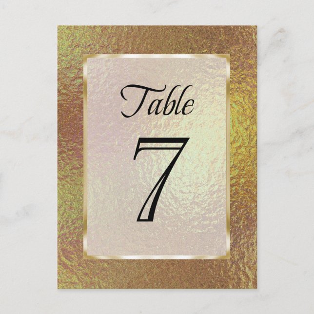 Table Number Gold Faux Foil Postcard (Front)