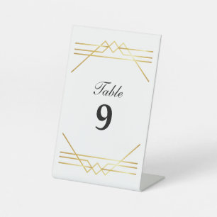 Table Number Gold Frame  Pedestal Sign