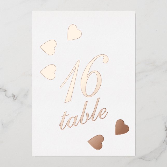 Table Number Gold Pressed Hearts Foil  (Front)