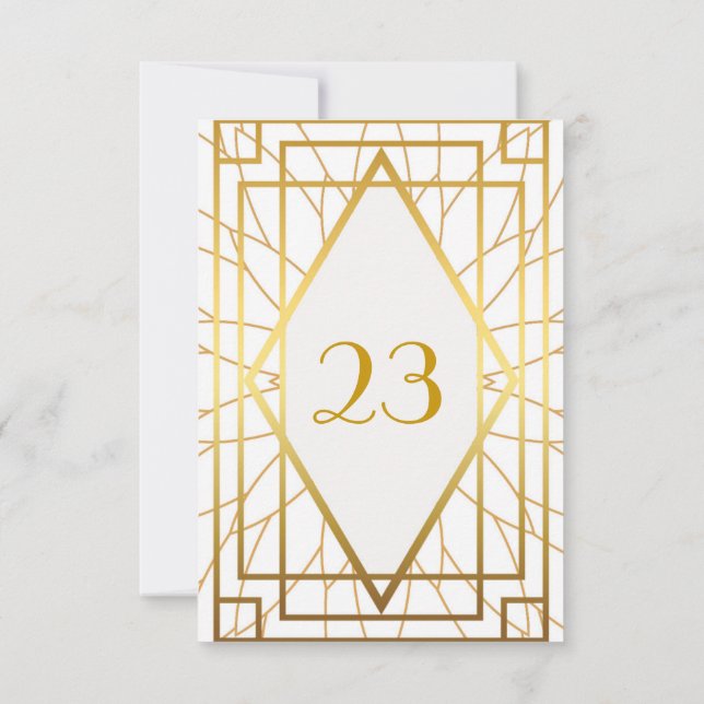 Table Number,Great Gatsby,elegant,chic,white gold Invitation (Back)