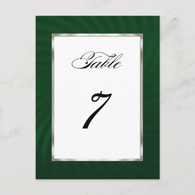 Table Number Green Twirl Postcard (Front)